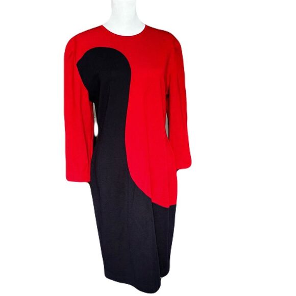 Chance Encounters Wool Blend Yin Yang Dress | Vintage | Sz. L - Picture 1 of 9